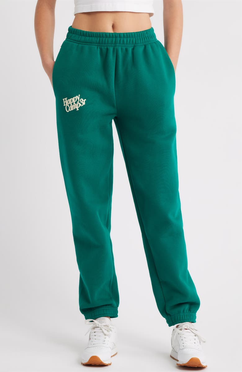 HAPPY CAMP3R Puff Series Core Logo Cotton Blend Joggers, Main, color, Frosted Teal