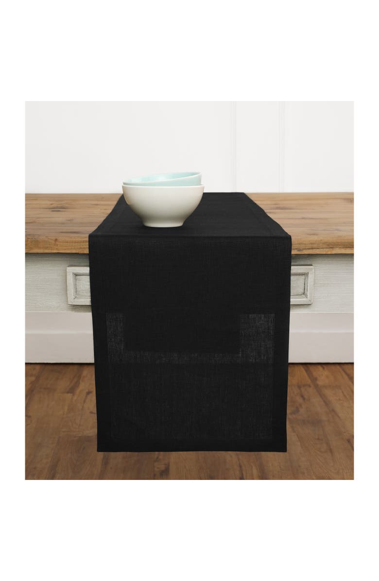 Solino Home Linen Table Runner for Dining Table, Holiday and Everyday Table Decor - Fete, Alternate, color, Black