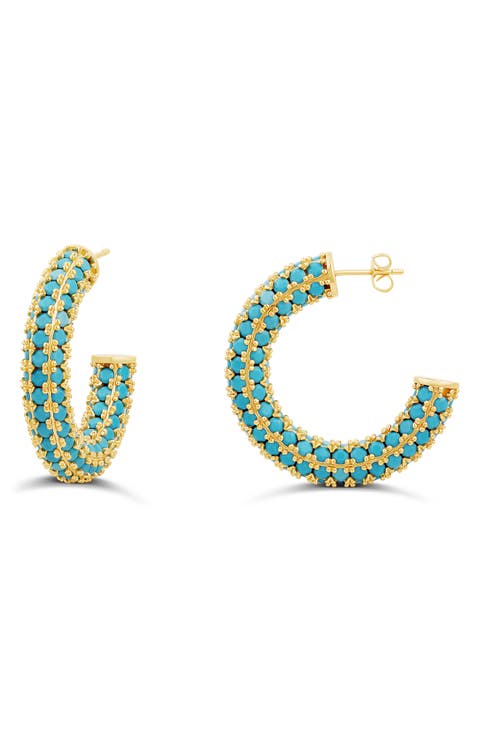 Colored Crystal Pavé Hoop Earrings
