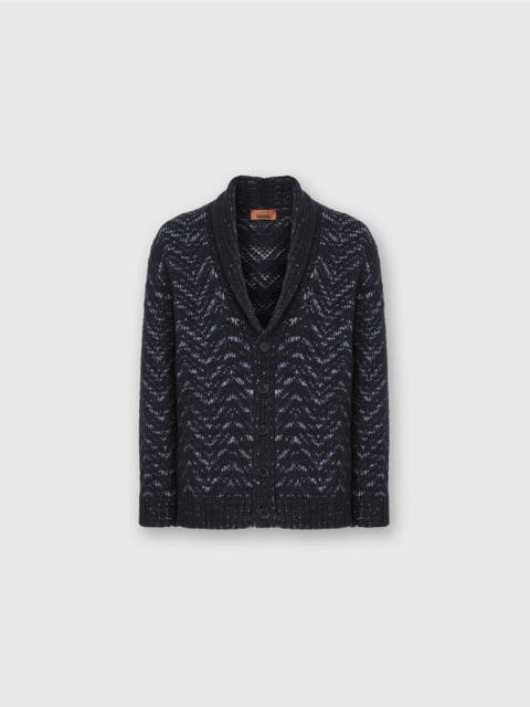 Buttoned Cardigan With Chevron Pattern