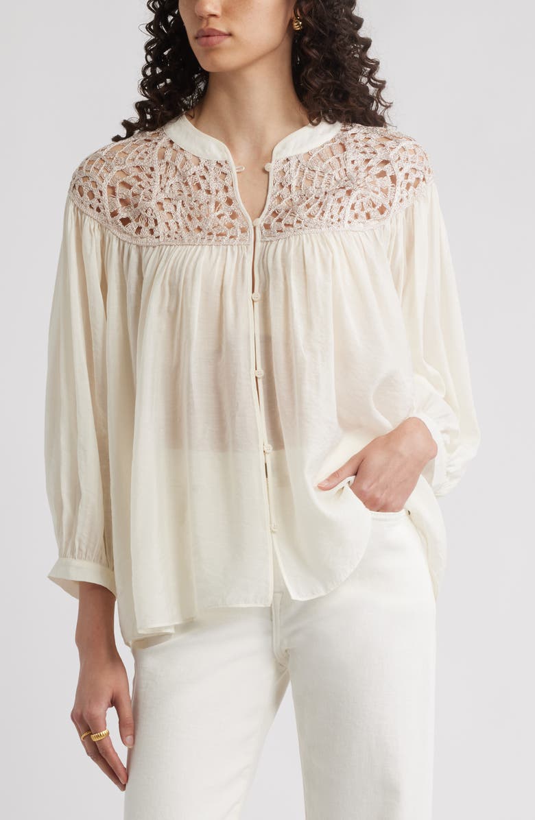 Nordstrom Open Stitch Top, Main, color, Ivory Tofu Combo