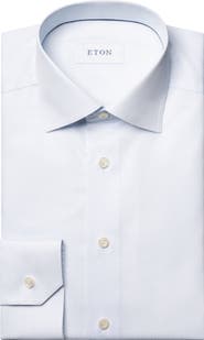 Eton Slim Fit Pinstripe Cotton Twill Dress Shirt