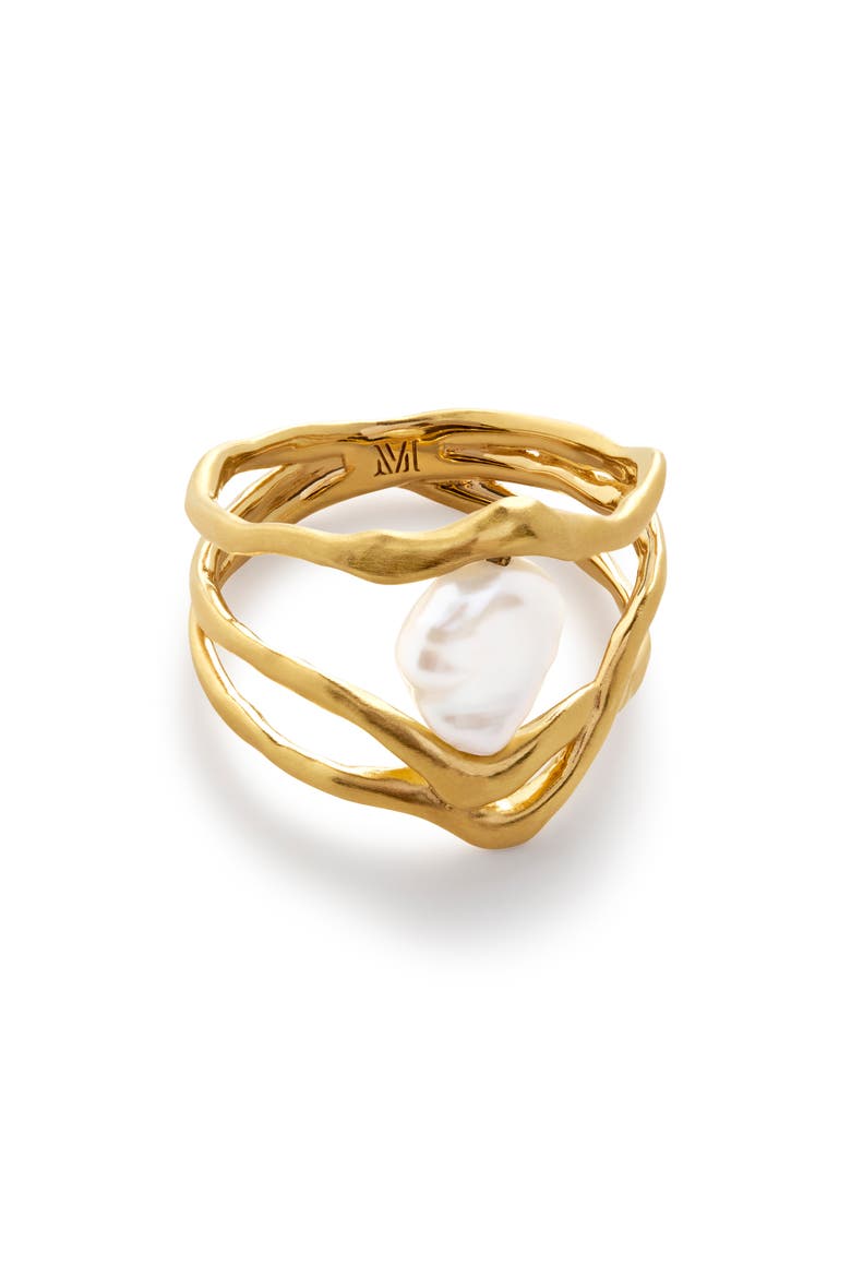 Amy Powney Keshi Pearl Ring, Main, color, 18CT GOLD VERMEIL / PEARL