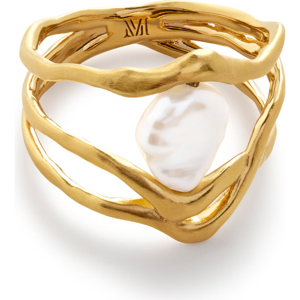 Monica Vinader X Amy Powney Gold Vermeil Keshi Pearl Ring In Gold