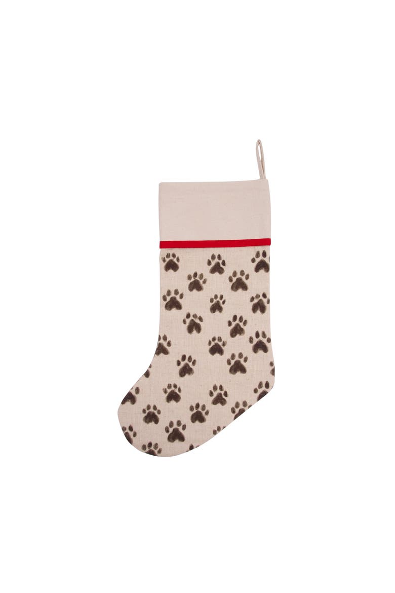 Paw Prints Heart Christmas Stocking, Alternate, color, Beige
