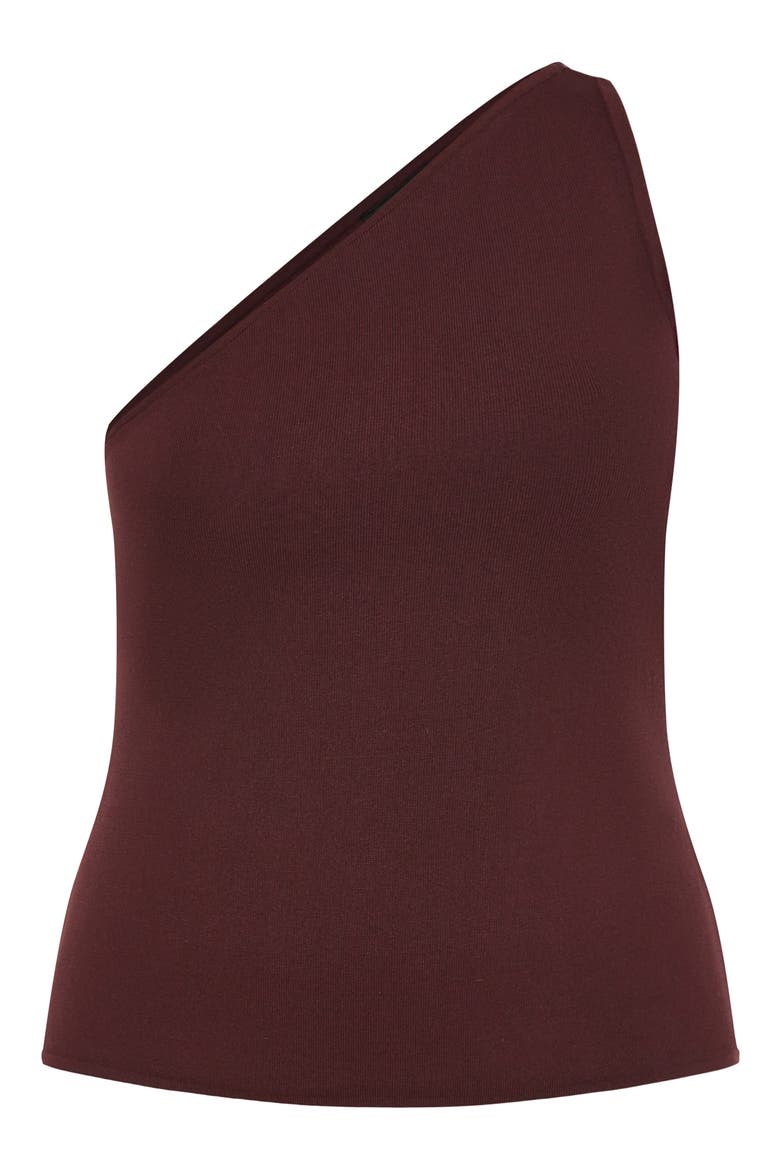Louisa One-Shoulder Knit Tank, Alternate, color, CHOCOLATE