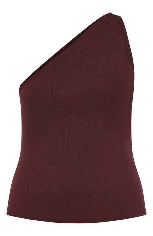 City Chic Louisa One-shoulder Knit Tank In Burgundy