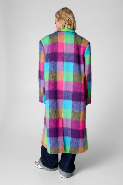 Nasty Gal Multi Check Tailored Coat In Multi