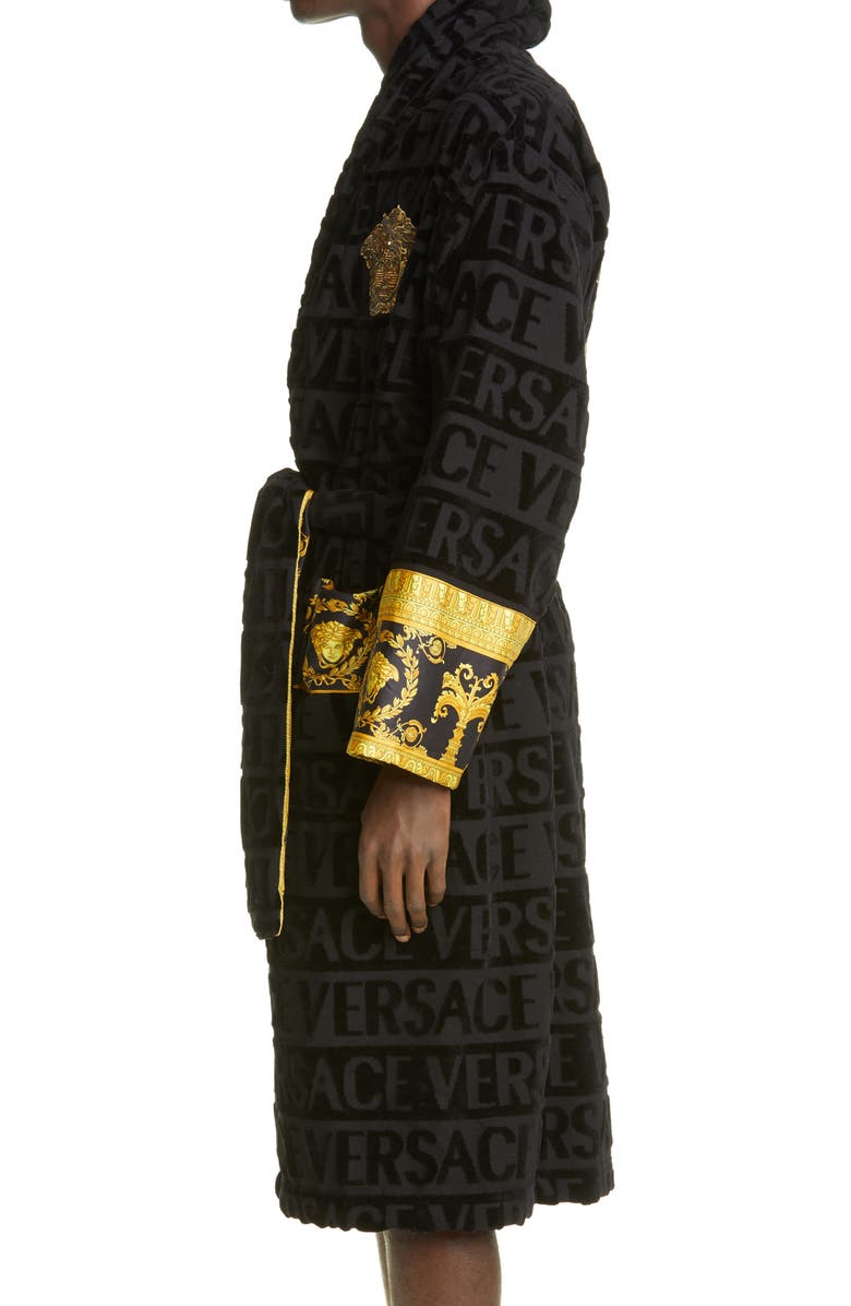 Versace Logomania Bath Robe, Alternate, color, 