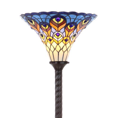 Jonathan Y Peacock Tiffany-style 70" Torchiere Led Floor Lamp, Bronze In Bronze