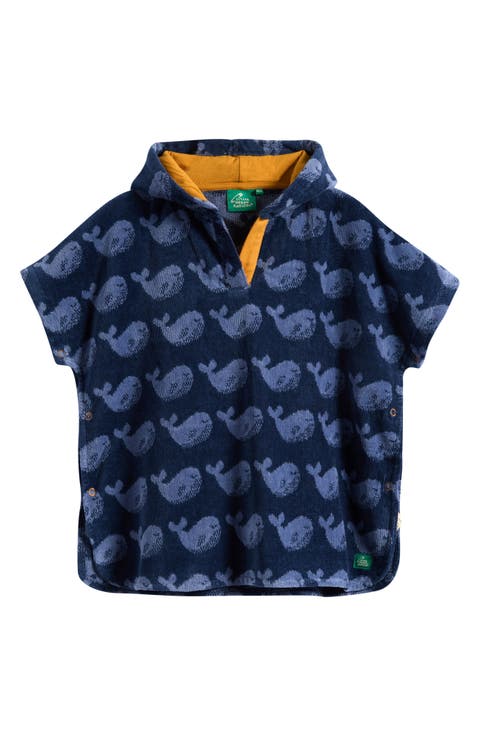 Whale Print Hooded Towel Poncho (Baby)