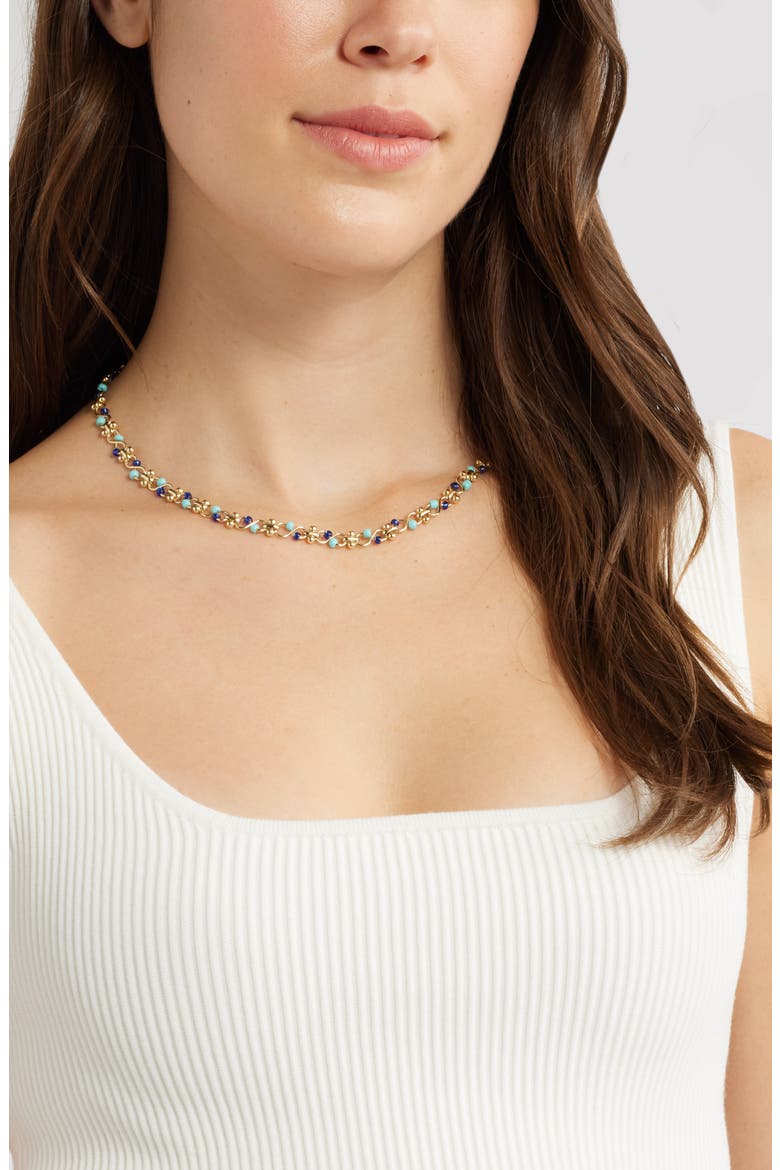 Beaded Chain Necklace, Alternate, color, BLUE MULTI- GOLD
