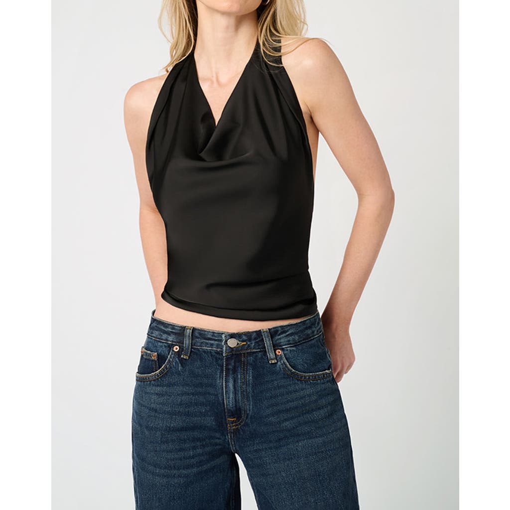 Weworewhat Halter Cowl Neck Top In Black