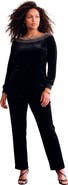 Roaman's Rhinestone Detailed Velour Set