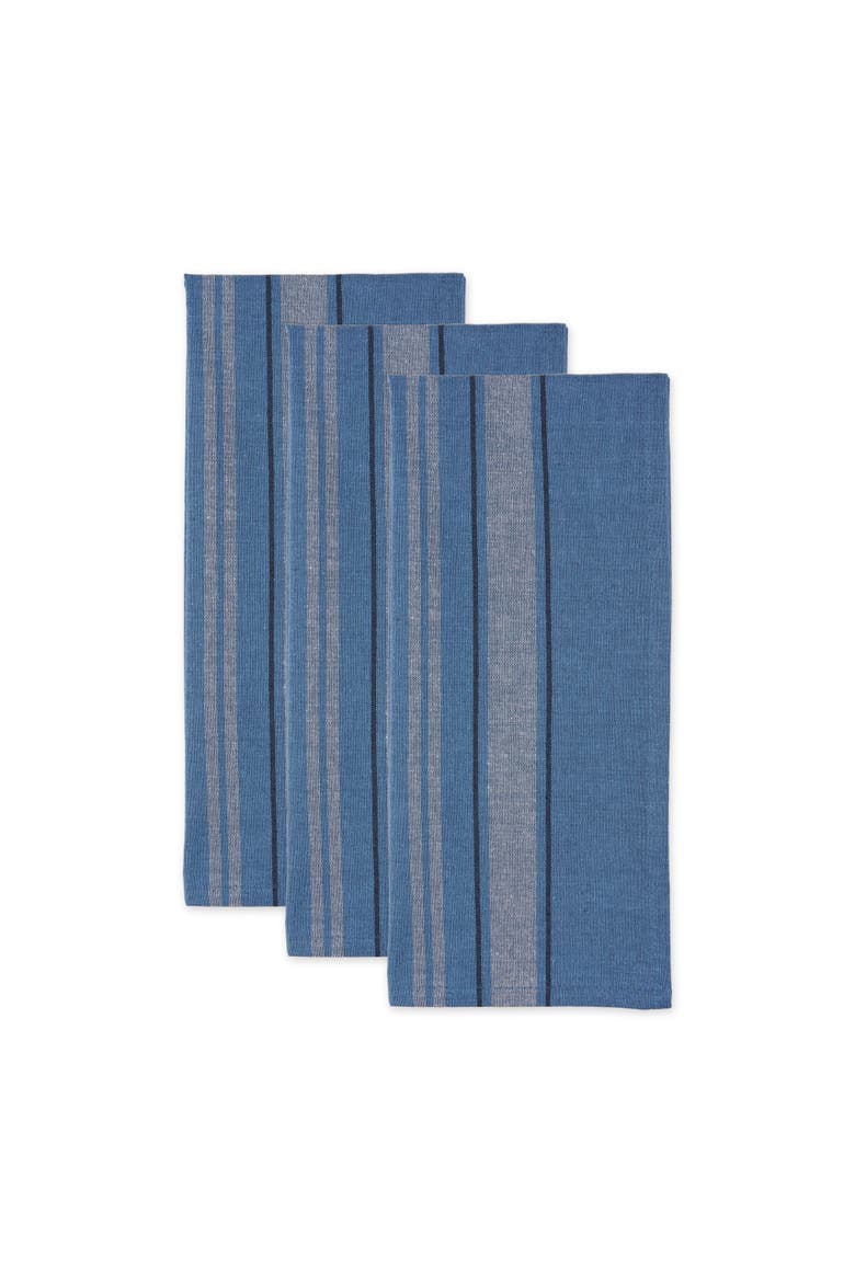Blue Chambray French Stripe Woven Dishtowel Set/3, Alternate, color, Blue