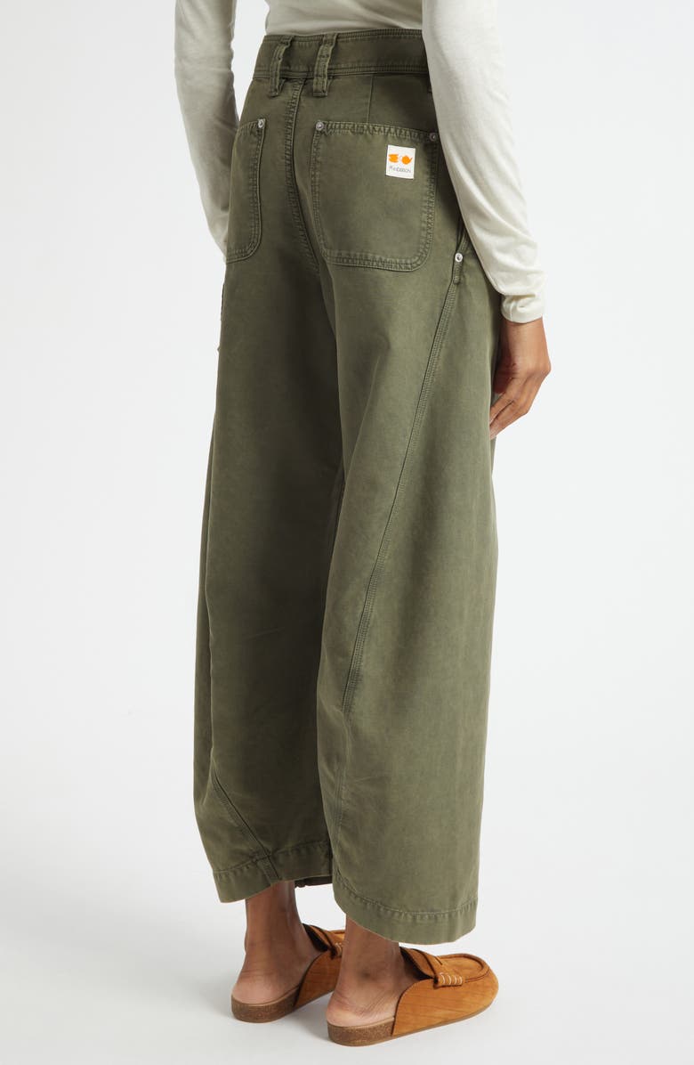 JW Anderson Twisted Seam Pleated Wide Leg Trousers, Alternate, color, 595 Olive