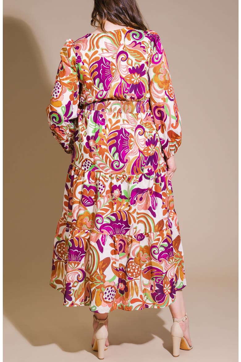 Long Sleeve Tiered Maxi Dress, Alternate, color, IVORY RUST