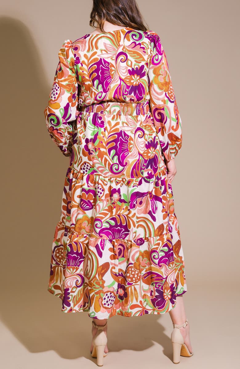 FLYING TOMATO Long Sleeve Tiered Maxi Dress, Alternate, color, Ivory Rust