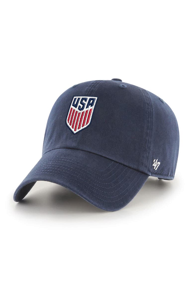 Men's '47  Navy USMNT Crest Clean Up Adjustable Hat, Main, color, Navy
