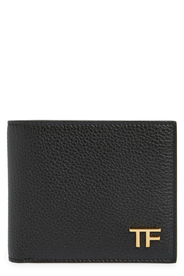 T-Line Soft Grain Leather Bifold Wallet, Main, color, BLACK