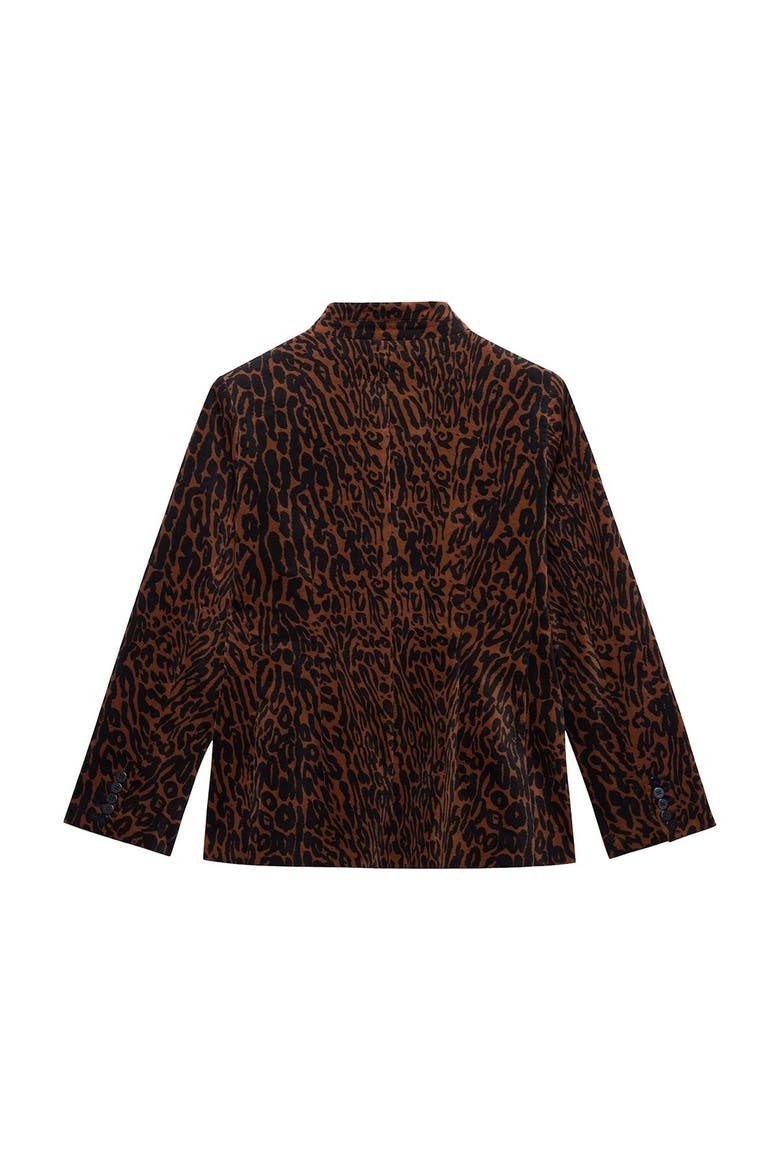 High Neck Printed Velvet Jacket, Alternate, color, Camel