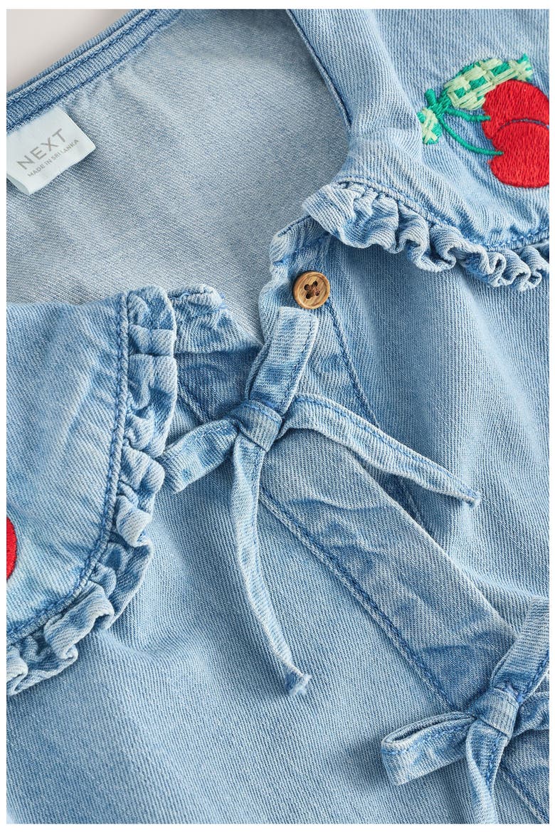 Kids' Cherry Collar Denim Top, Alternate, color, BLUE