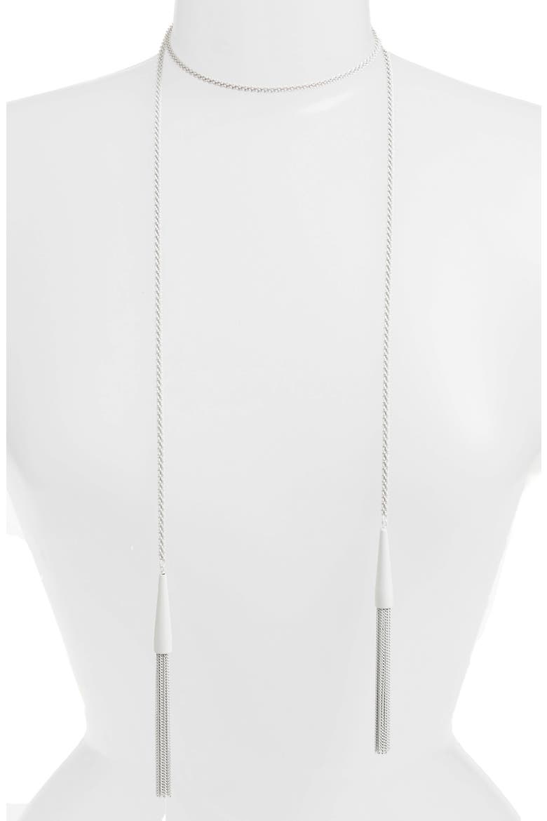 Phara Tassel Lariat Necklace, Alternate, color, MATTE WHITE