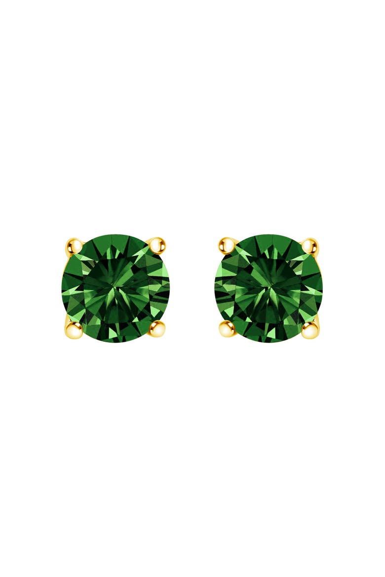 14K Gold 1.0 Cttw Lab Grown Green Diamond Classic Solitaire Stud Earrings, Main, color, Yellow