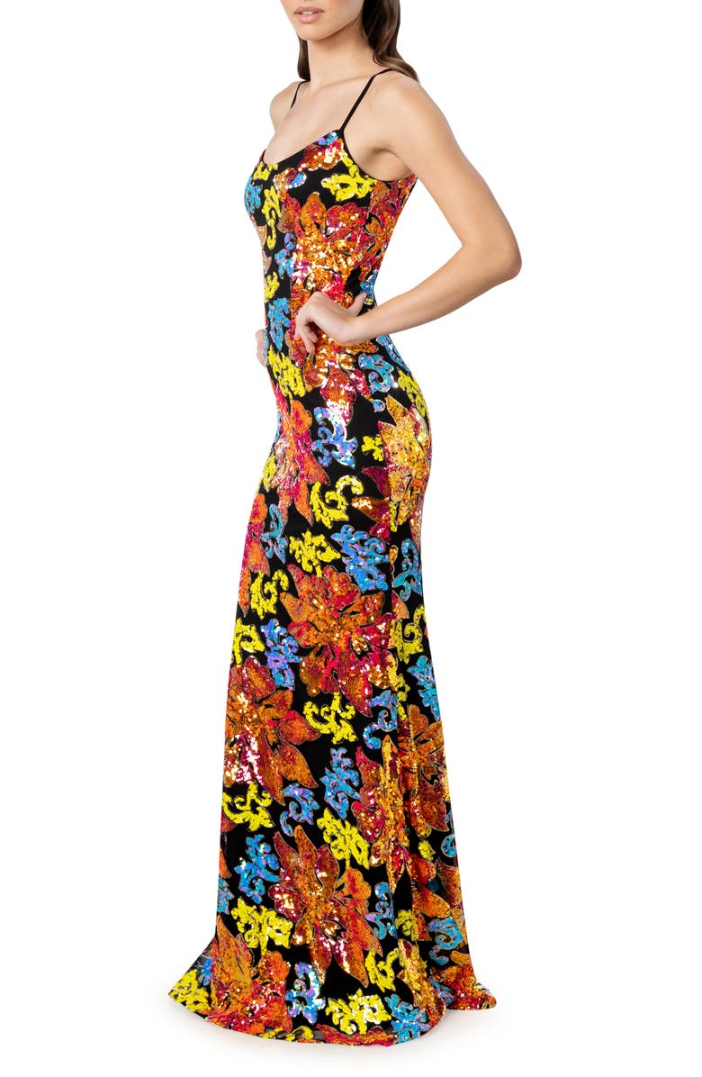 Dress the Population Giovanna Sequin Floral Mermaid Gown, Alternate, color, 