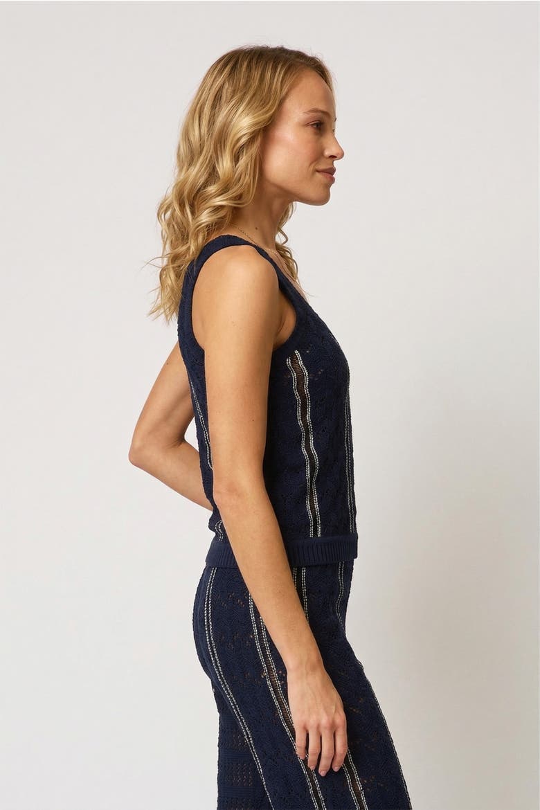 Amber Squiggle Stitch Tank Top, Alternate, color, NAVY