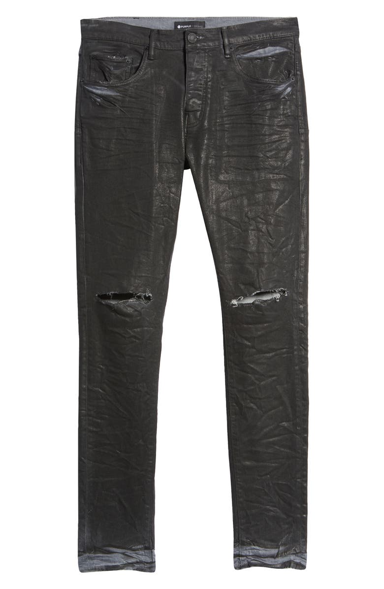PURPLE BRAND Ripped Coated Skinny Jeans, Alternate, color, 