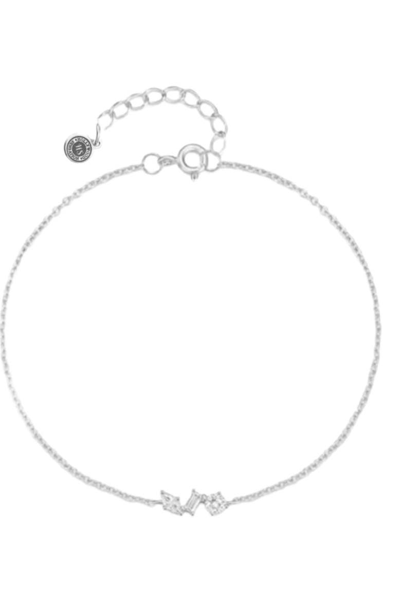 Silvana Chain Link Bracelet with Round, Pear, and Emerald Cut Cubic Zirconia Stones, Main, color, Silver