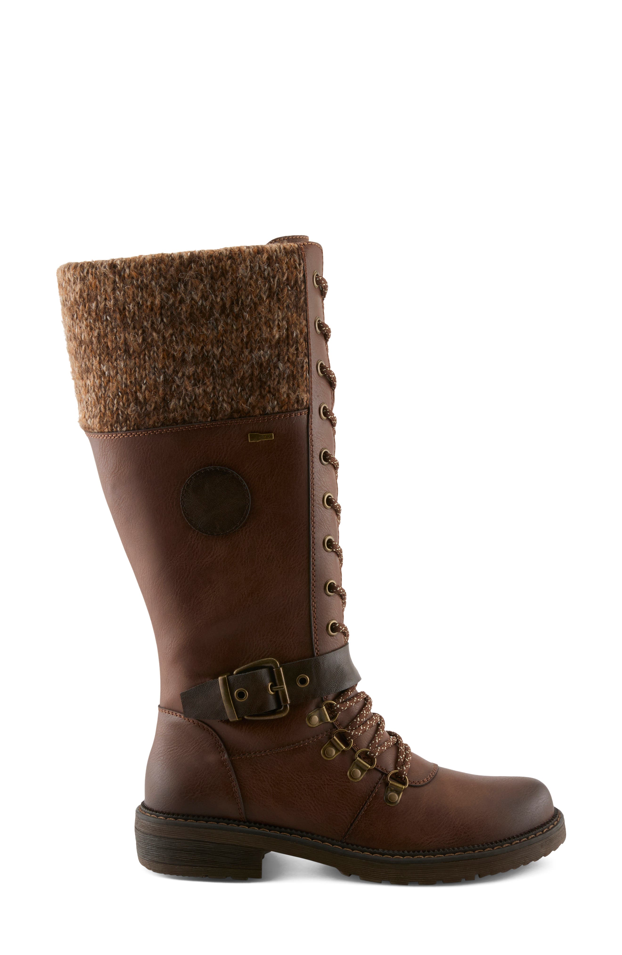 Rizza Tall Faux Leather Boot, Alternate, color, BROWN