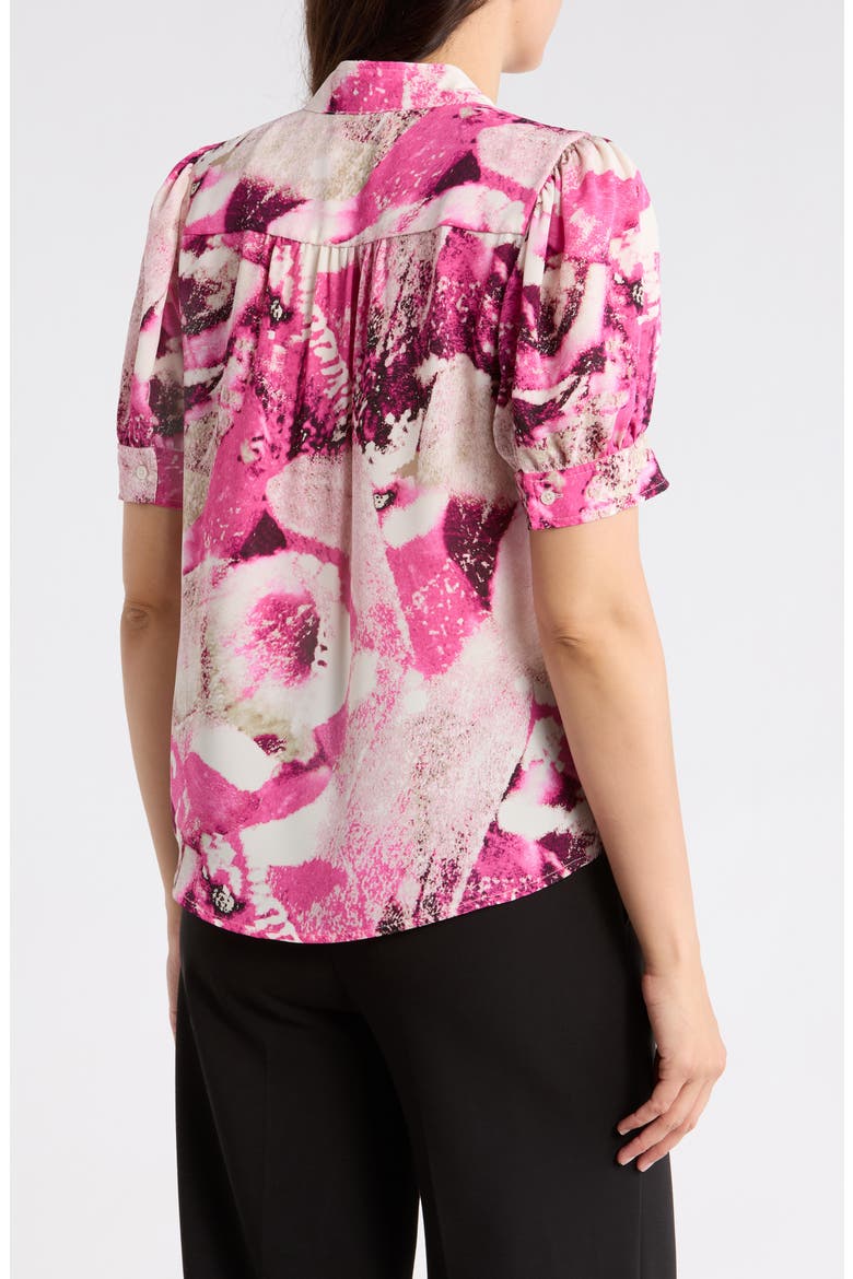 Short Sleeve Button-Up Shirt, Alternate, color, HOT PINK/ PEBBLE MULTI