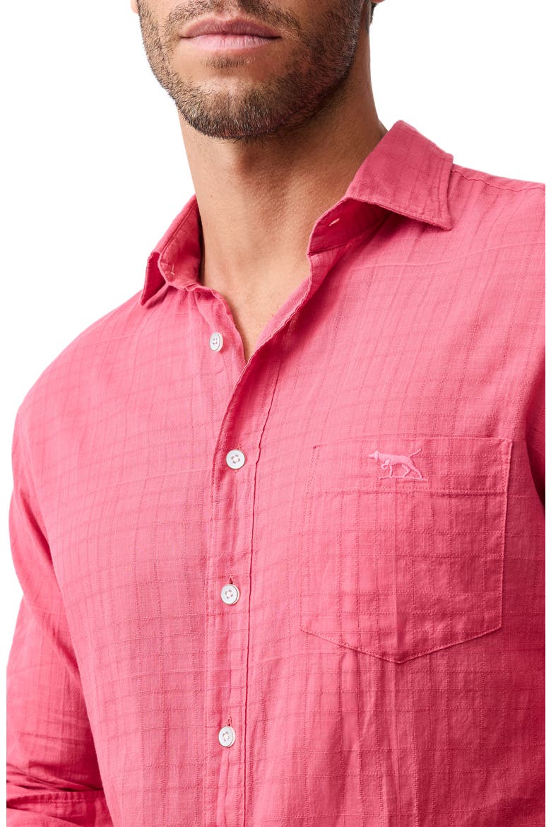 Taupo Bay Sports Fit Check Jacquard Cotton Button-Up Shirt, Alternate, color, GERANIUM