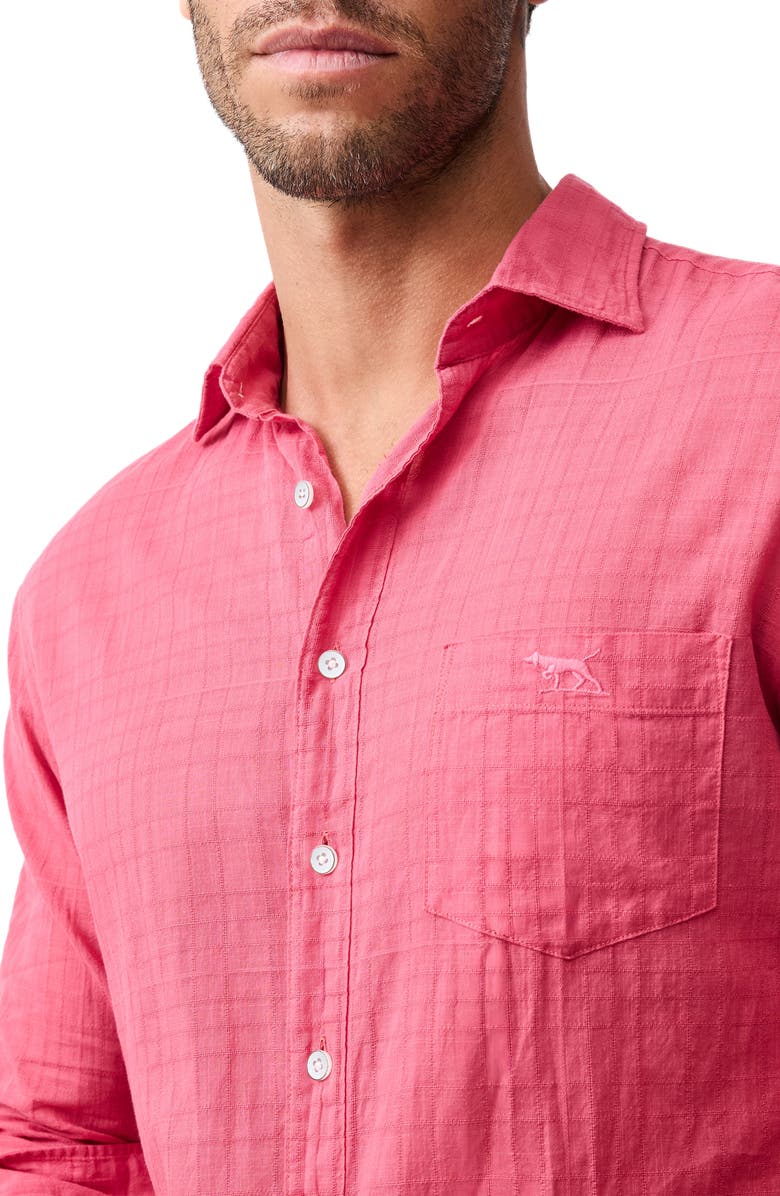 Rodd & Gunn Taupo Bay Sports Fit Check Jacquard Cotton Button-Up Shirt, Alternate, color, Geranium