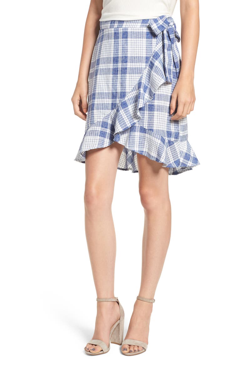 Playing Games Plaid Wrap Skirt, Main, color, MULTI