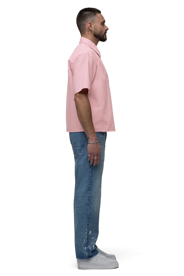 Rex Oversize Short Sleeve Cotton Poplin Button-Up Shirt, Alternate, color, FADED ROSE