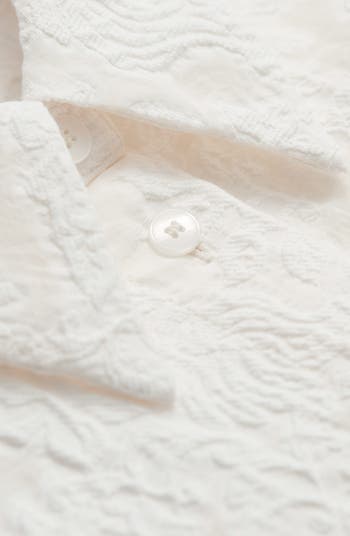 Cotton Blend Jacquard Button-Up Shirt