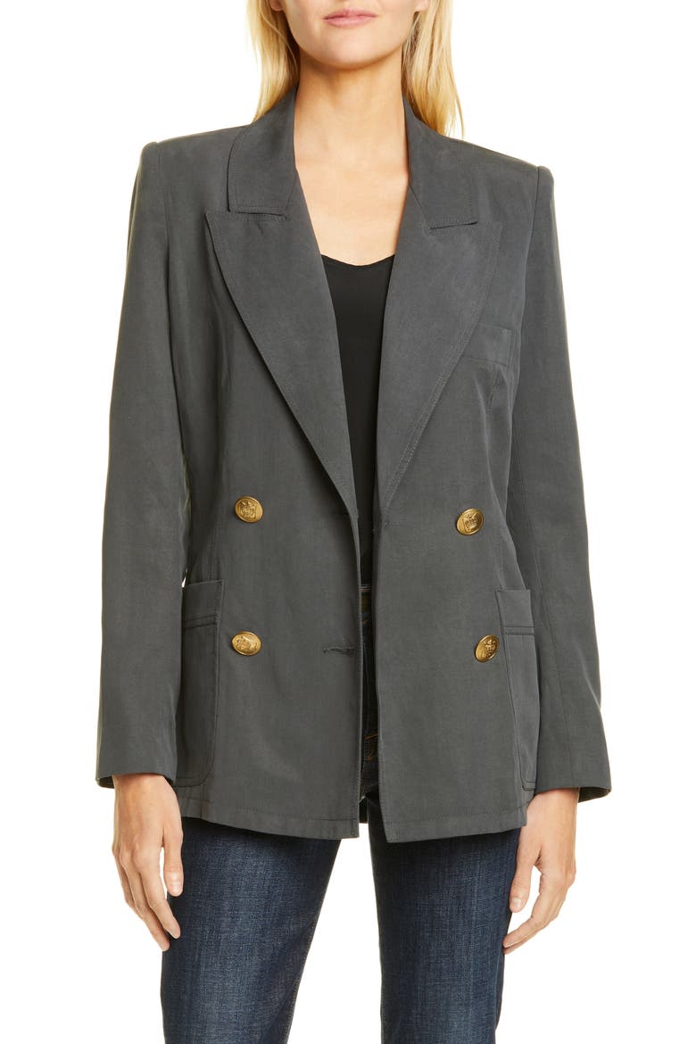 Unstructured Double Breasted Blazer, Main, color, SLATE