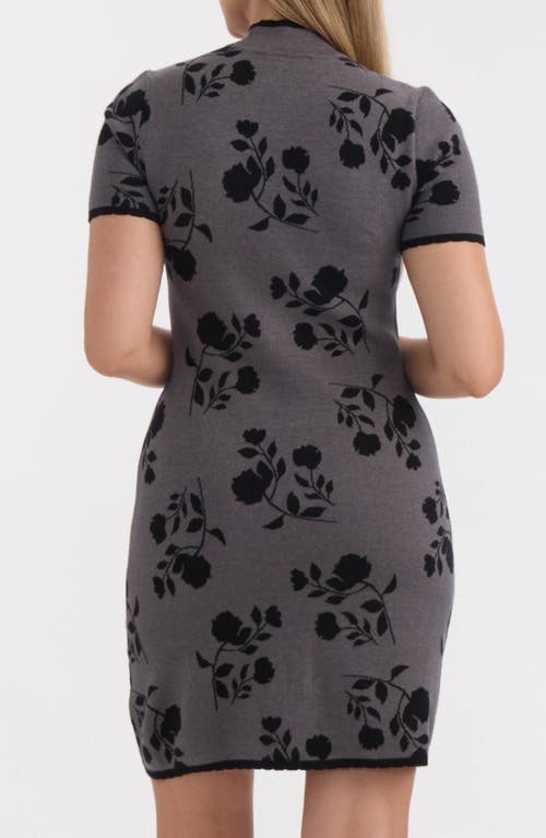 Ellen Tracy Floral Jacquard Short Sleeve Sweater Dress In Multi