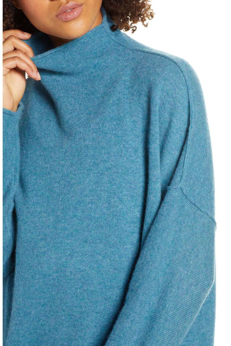 Elevate Oversize Wool & Cashmere Mock Neck Pullover, Alternate, color, BLUE AURORA HEATHER