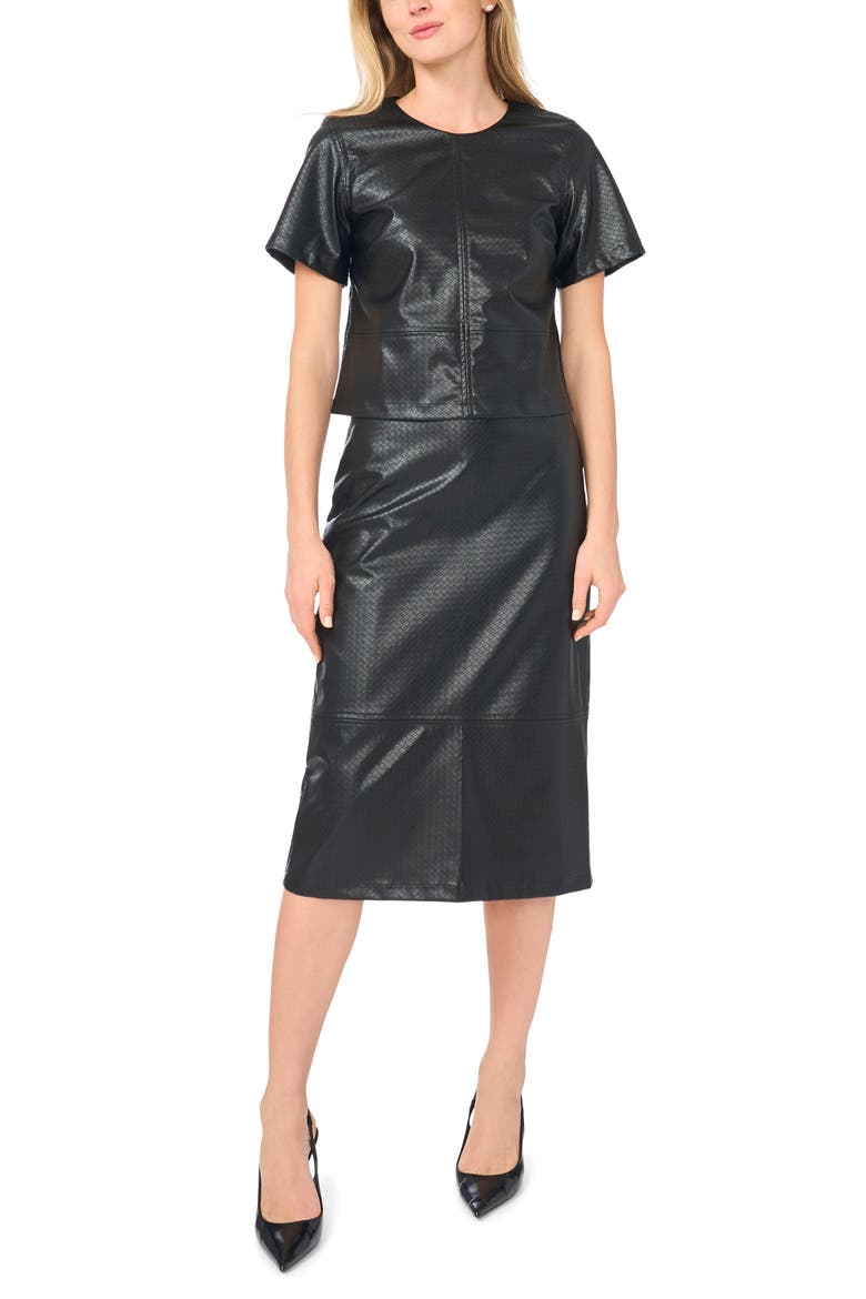 Textured Faux Leather Top, Alternate, color, RICH BLACK