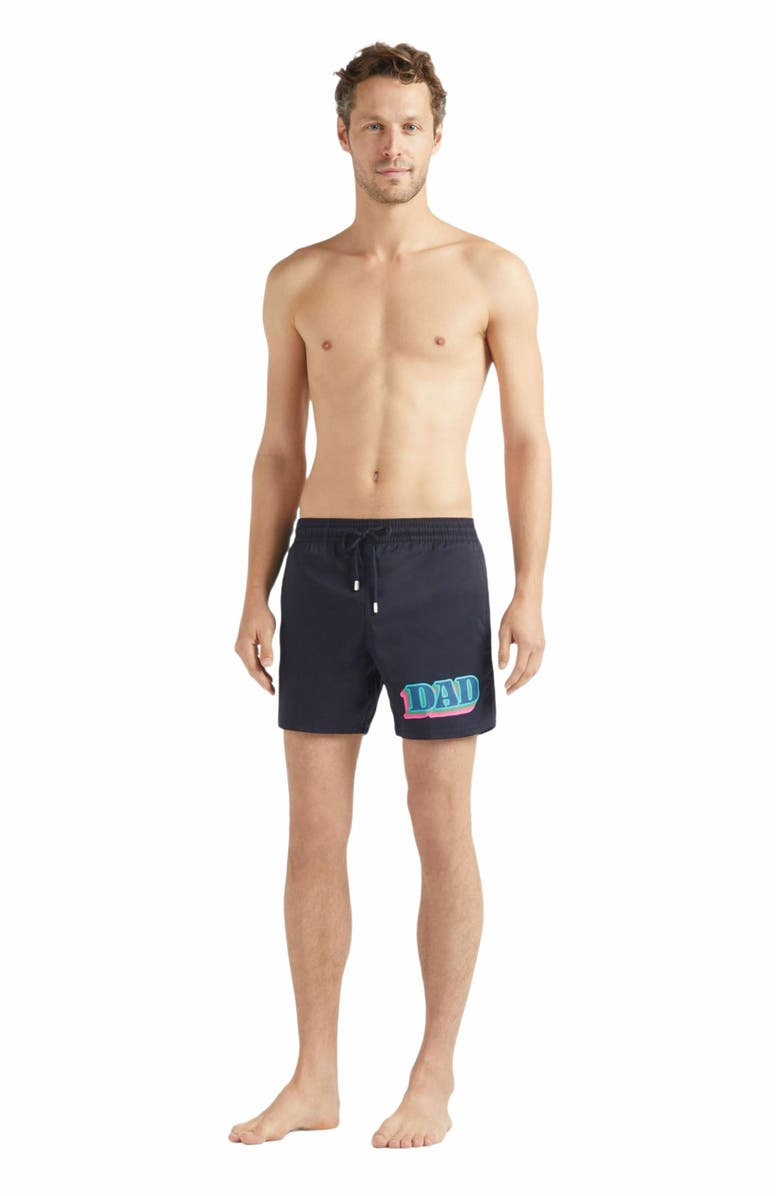 Vilebrequin Men's Dad and Son Stretch Short Swim Shorts, Main, color, Bleu Marine