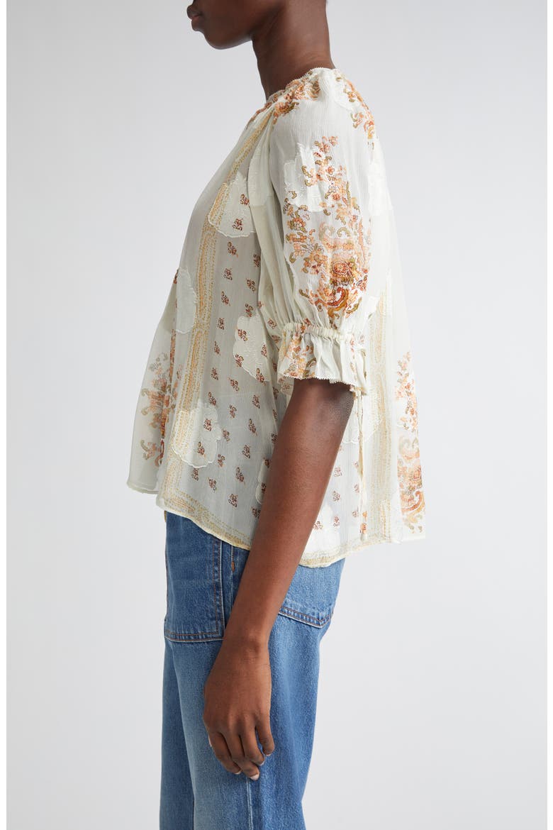 Pippa Floral Silk Blend Top, Alternate, color, ALABASTER