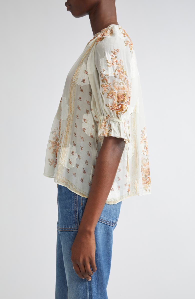 Ulla Johnson Pippa Floral Silk Blend Top, Alternate, color, Alabaster