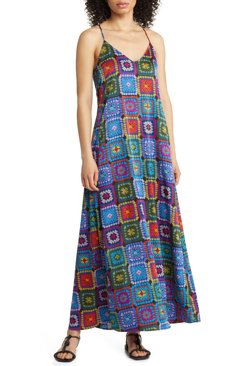 Tahari ASL Patchwork A-Line Maxi Dress, Main, color,