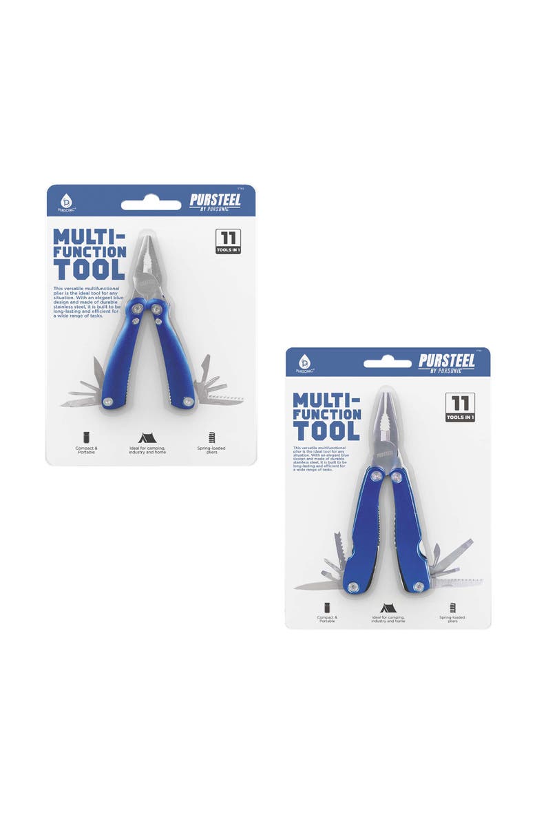 PURSONIC 11-in-1 Multifunction Tool Survival Essentials Bundle The Ultimate Compact Kit for DIY Outdoor and Everyday Use, Alternate, color, Blue