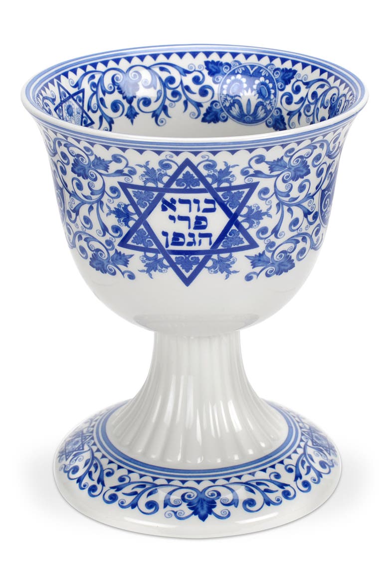 Judaica Porcelain Kiddush Cup, Main, color, BLUE