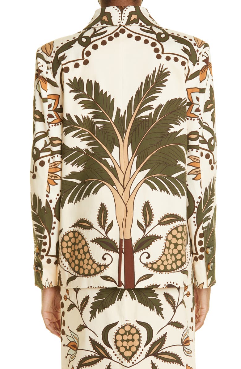 Johanna Ortiz Palm Print Stretch Organic Cotton Blazer, Alternate, color,